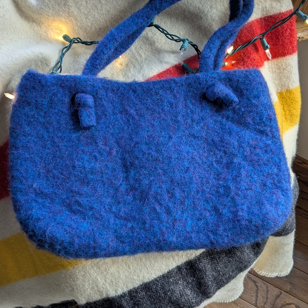 Blue Woolen Tote Bag